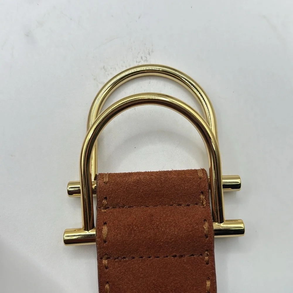 Michael Michael Kors Reversible Brown Leather Belt Gold Buckle Womens M Boho - Picture 3 of 12